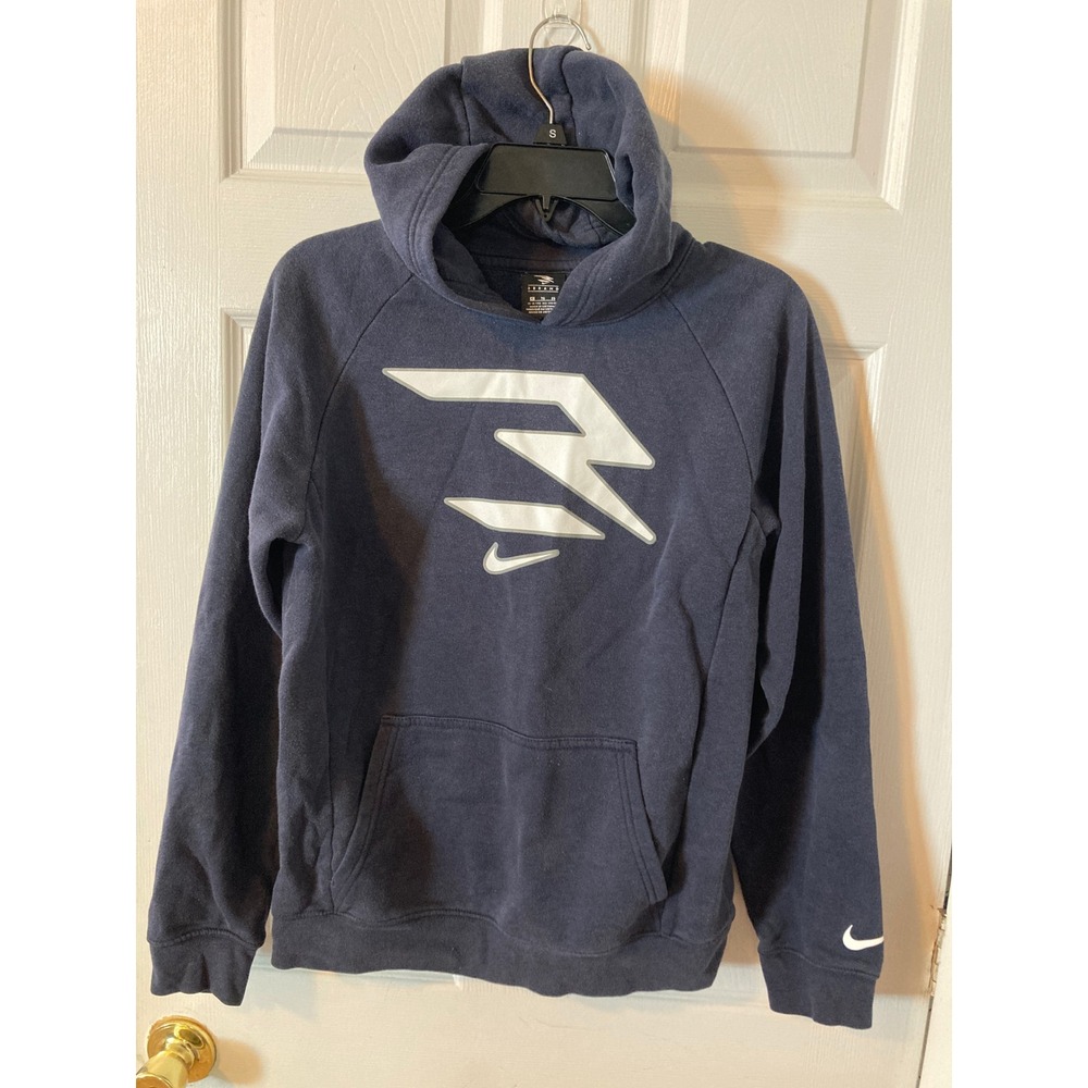 Nike 3 Brand Russell Wilson Boys XL Navy Blue Pullover Hoodie Sweatshirt‎ Logo